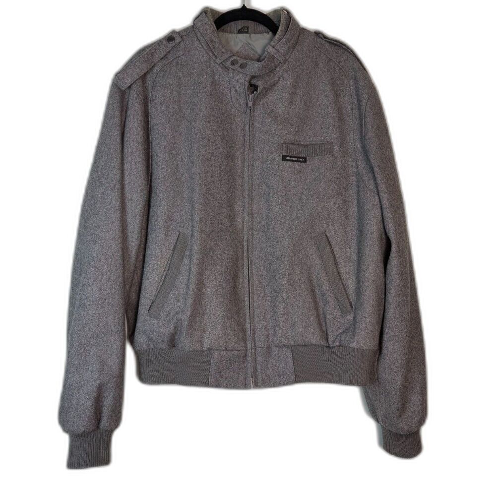 Members Only Wool Blend Moto Racer Bomber Jacket Gray Men’s XL 46 Full Zip